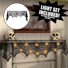 Halloween Lace Table Cloth Fireplace Party Window Spider Web Cobweb Home Decor