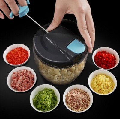 Manual Food Processor Cordless Vegetable Chopper With Hand Crank Garlic Chopper