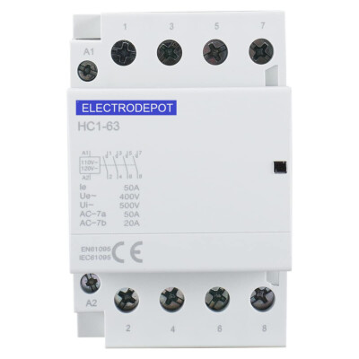 4 Circuit Contactor 4 Pole 120V 110V Coil NO 50AMP 50A, 40A, 30A, 3phase DIN IEC