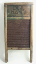 VINTAGE Washing Board 18"x8.5" Dubl Handi Columbus Washboard Co. Use Either Side