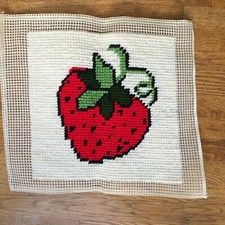 Strawberry Handcrafted Latch Hook Kit Completed 20" x 18"
