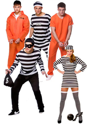 Convict Prisoner Erwachsene Hirschhenne Nacht Kostüm Overalls Damen Herren Overall