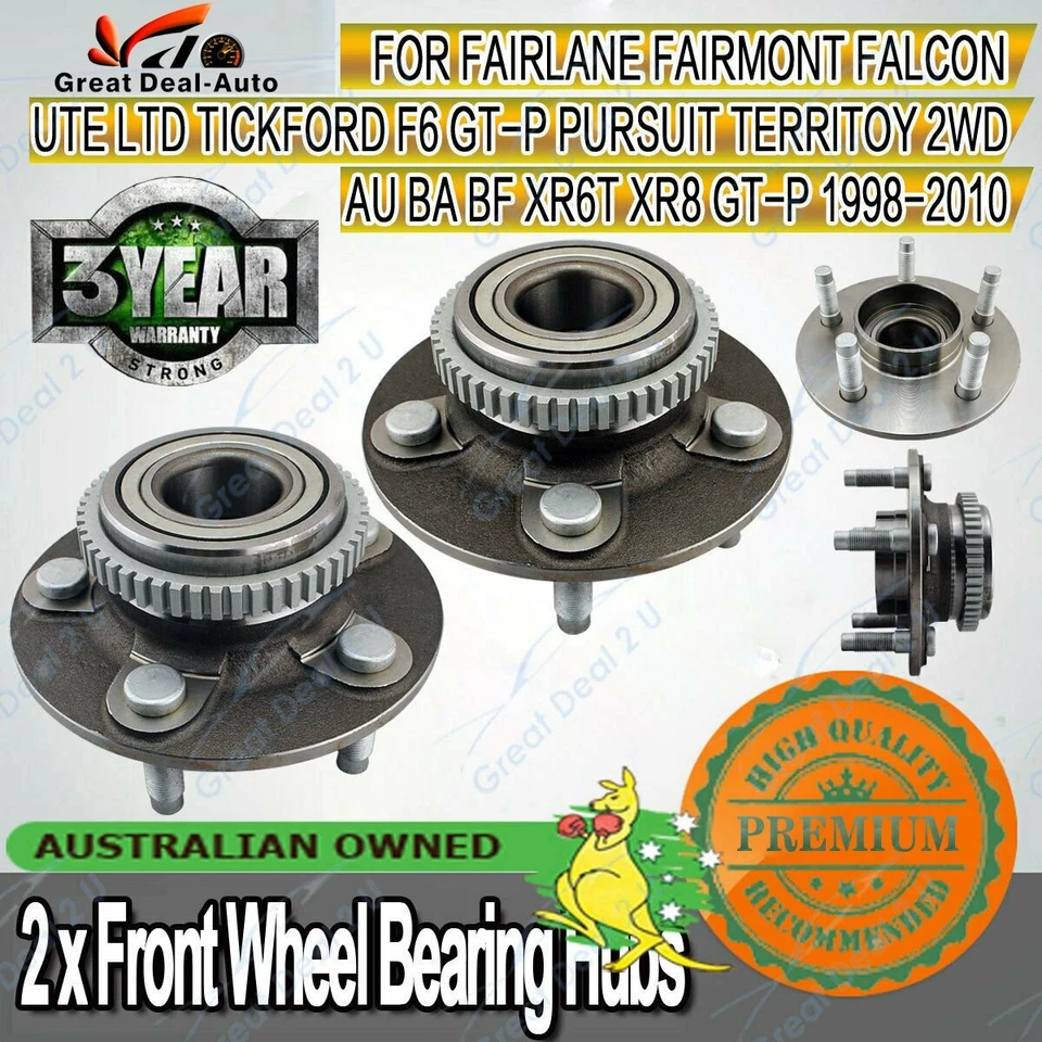 2X Front Wheel Bearing Hubs Hub for Ford Falcon AU BA BF Fairmont Territory ABS