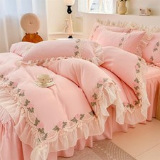 Floral Chic Lace Ruffled Bedding Set, 1 Duvet Cover  1 Pillowcases Set,Girl ...