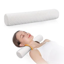 3.1" H Small Cervical Roll Pillow, Medium Soft Memory Small - 3.1" H White