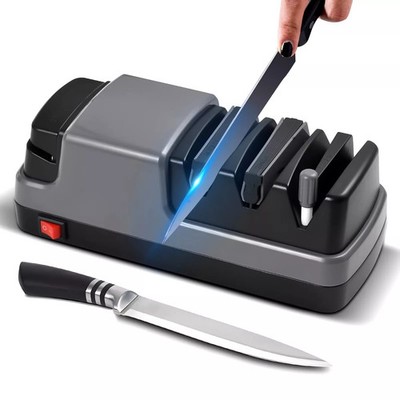 HTOVILA KNIFE SHARPENER: 4 IN 1 ELECTRIC TOOL, DIAMOND ABRASIVES, RZ-D004 - GRAY