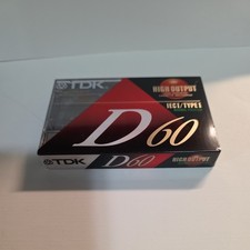 TDK D-60 High Output Blank Audio Cassette Tape, 60 Min Factory Sealed, Type I