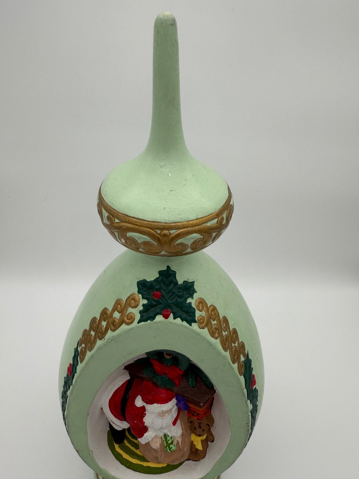 Vintage 1977 Byron Molds Christmas Ceramic Ornate Santa Tree Topper Table Topper