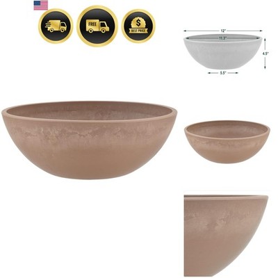 M30TP 12-inch Plastic/Stone/Wood Composite Low Bowl Planter   No Drainage Hol...