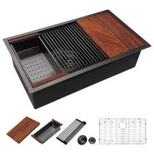 Dcolora 33" Black Undermount Kitchen Sink Gunmetal Black 33"x19’x10", DC-U7706