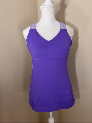 Lululemon Push Your Limits Power Purple Micro Stripe Athletic Tank Top 6