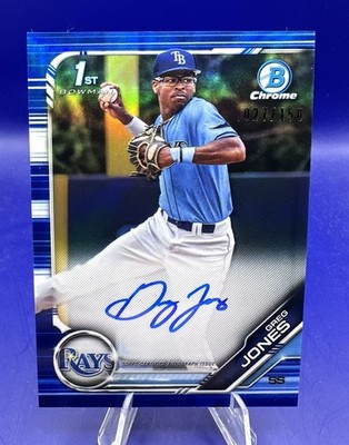 2019 Bowman Draft Chrome Greg Jones Blue Refractor Auto /150 #CDA-GJ Rays Brewer