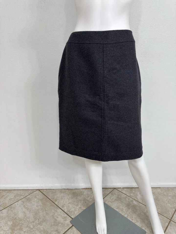 Falda Chado Ralph Rucci 100 % cachemir con costura a mano Chado gris carbón talla 12 Foto 2 de 4