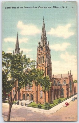 Vintage Linen Postcard Cathedral of the Immaculate Conception Albany NY