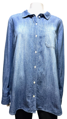 #ad Old Navy Women#x27;s Top The Classic Shirt Chambray Denim Button Up Size XL $19.99