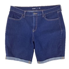 Old Navy Women  s Wow High Rise Denim Shorts Stretch Cuffed 8  Dark Wash Size 12