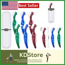 6P Denture Brush Set Hard Soft Cleaning Toothbrush with Storage Case Unisex