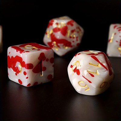 Weiße Würfel mit Blutpunkten Acryl facettenreich Würfelspiel Set UK  