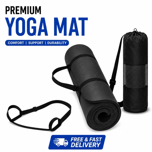 Premium Extra Thick 10mm Exercise Yoga Pilates Mat Gym Fit 72"x 24" w/ Bag Strap deal from eBay