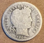 U.S. BARBER DIME, 1906....90% SILVER, w/ Wear  (Lot #10)