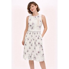 Banana Republic Dress Womens 00P White Floral Pleated Sleeveless Garden Wedding