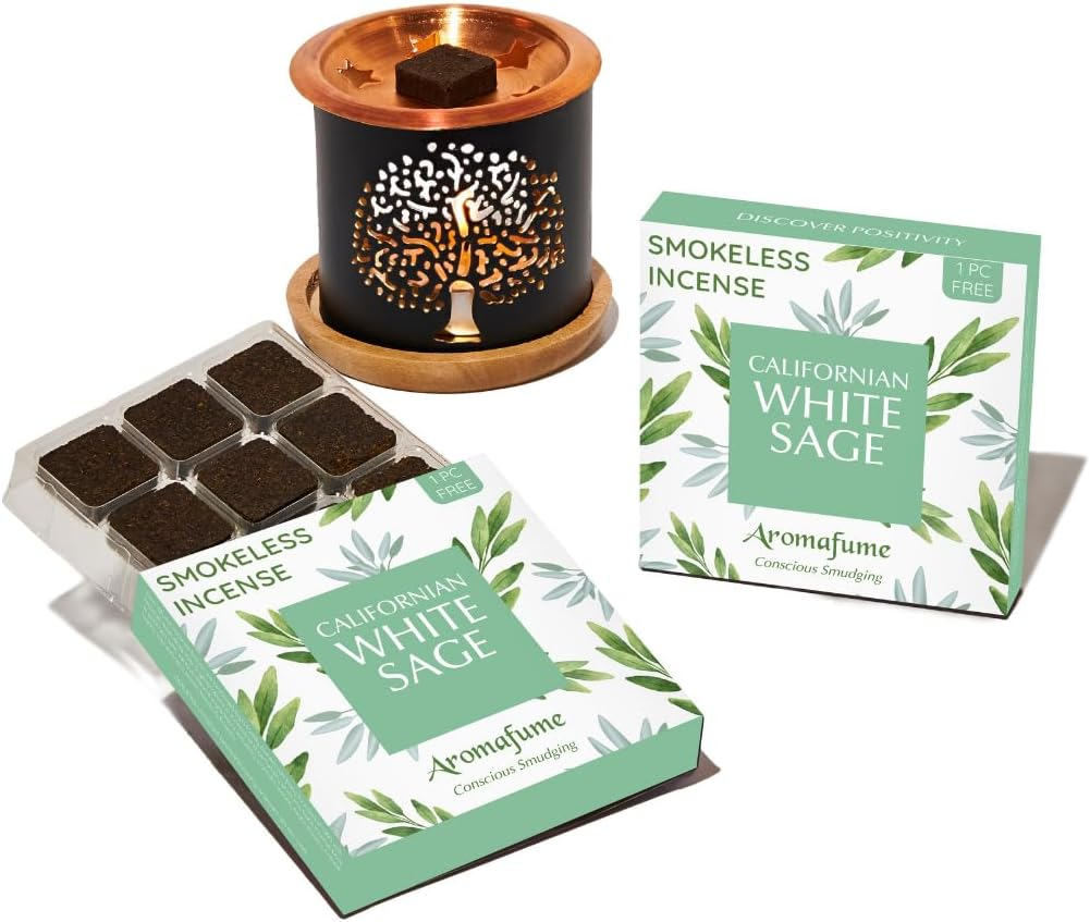California White Sage Incense Bricks & Tree of Life Exotic Burner by  | 2 Trays