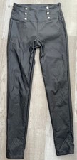 QUIZ Womens Faux Leather Leggings Black UK 12 High Waisted Stretch V. Flattering