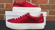 BETSEY JOHNSON Womens Trainers Red Diamante Embellished Shoes UK5 US7 EU37-38