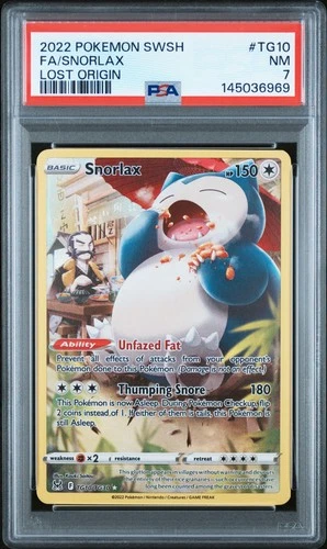 2022 POKEMON SWORD & SHIELD LOST ORIGIN #TG10 FULL ART/SNORLAX PSA 7