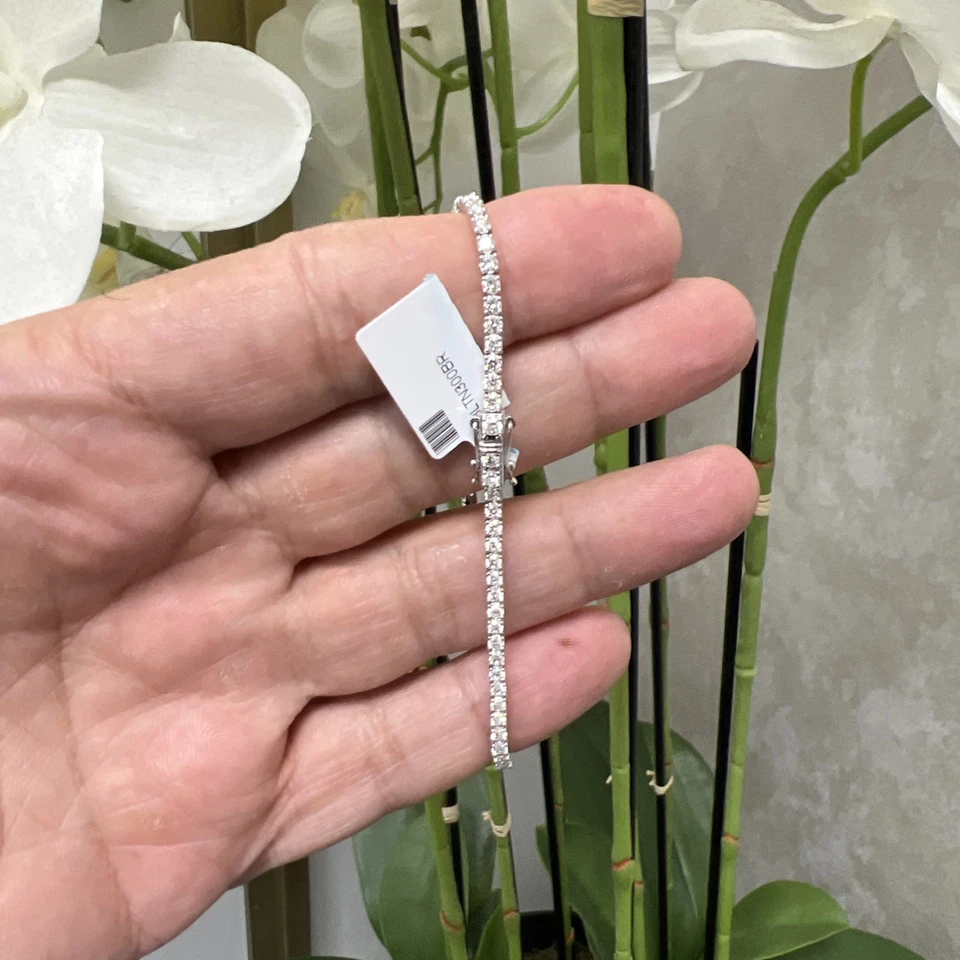 9k White gold tennis bracelet Natural diamond 3ct Round Brilliant - Image 2 of 4