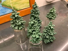 Vtg. Lang & Wise Folk Art Villages Set 6 Trees Christmas Linda Nelson 1996