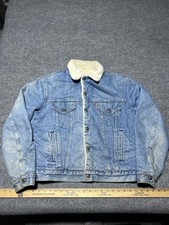 Vintage Levi s Orange Tab Sherpa Lined Denim Jean Trucker Jacket Size 42