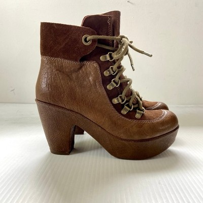 Kork Ease Maya Boot Heeled Hiker Lace Up Platform Boot Militaire Brown Womens 7