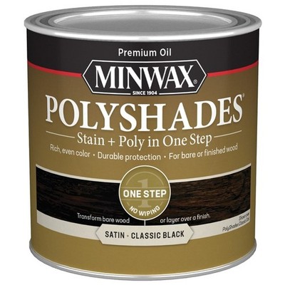 Minwax PolyShades 213954444 Wood Stain and Polyurethane, Satin, Classic Black, L