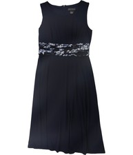 Jessica Howard Womens Floral Waist Midi Dress, Blue, Petite, 8P