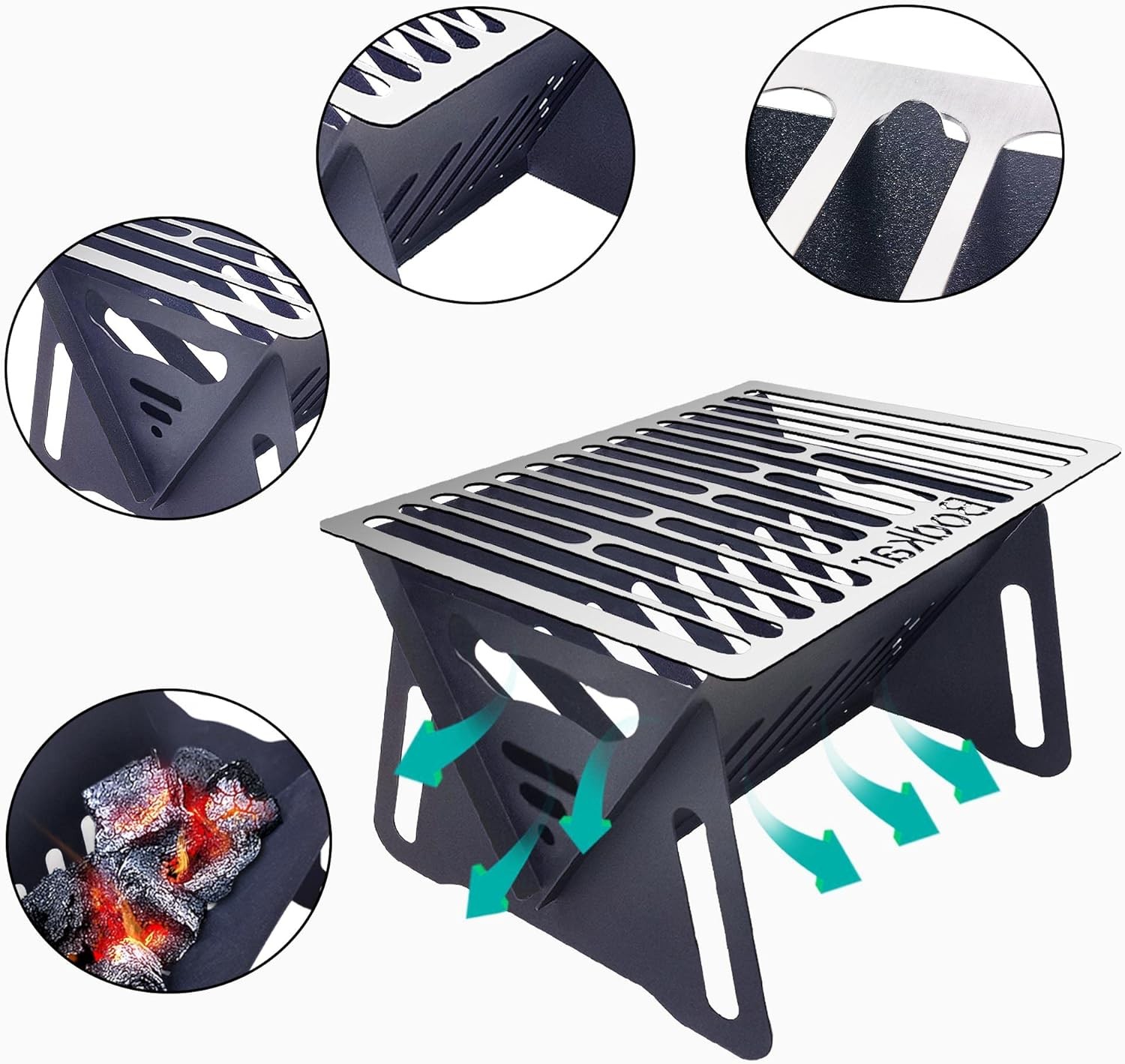 Charcoal Grill, Portable BBQ Smoker - Lightweight Tabletop Outdoor Grill