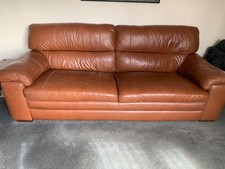 Furniture Village ‘Cozee’ 3 Seater Tan Leather Sofa. £350.00