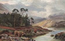 Das Land der Bäche und Heidekraut Künstler Longstaffe Highland Schottland Postkarte