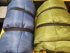 2 Pack ~ Ozark Trail Sleeping Bag-1 Olive Green & 1 Blue w/Plaid Flannel Lining