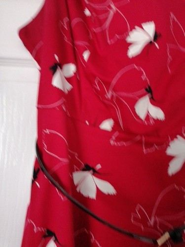 GOK FOR TU LADIES SZ18S RED/WHITE FLORAL FIT&FLARE SLEEVELESS STRETCHY DRESS - Picture 4 of 8