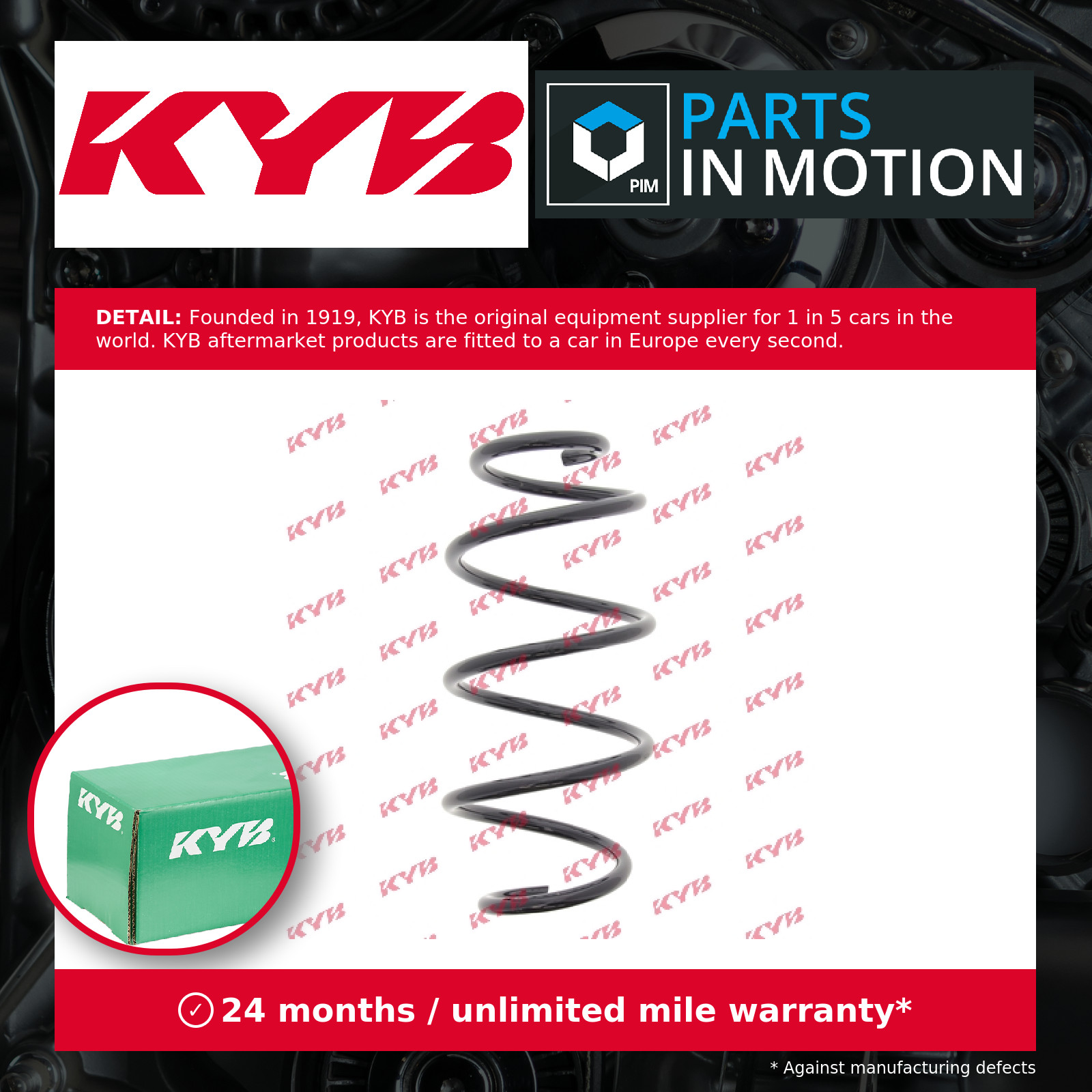 Coil Spring fits PEUGEOT PARTNER 1.6D Front 2008 on Suspension KYB 5002VW 5002VX