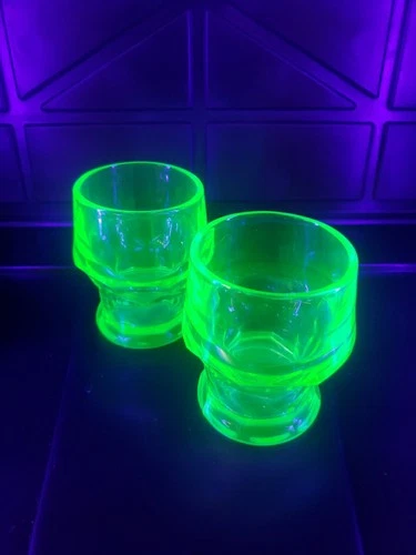 #5019 Vintage Uranium  4" Tumbler Juice Glass Anchor Hocking