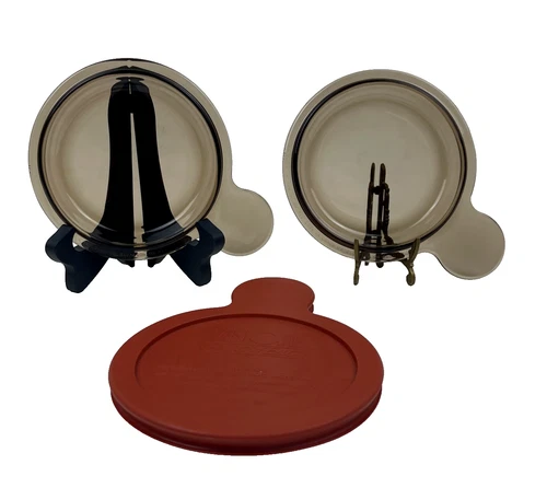 Pyrex Amber Lid Corning Ware Grab It Bowl Replacement Lids 2-Glass 1-Plastic