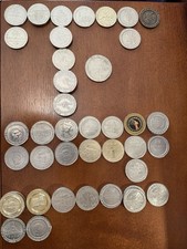 Vintage Metal Slot Gaming Tokens - Lot of 51 $1 Tokens and 1 $5 Token
