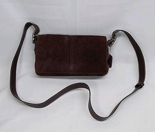 Vintage Coach F053-8E84 Shoulder Bag Burgundy Plum Suede Silver Hdwr Very Good