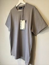 Image of Belstaff Men's T-Shirt BNWT Faded Indigo Grey Blue Chest Logo Patch Cotton New