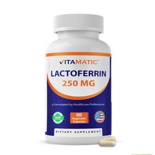 Vitamatic Lactoferrin 250 mg, 60 Veg Capsules, Made in USA