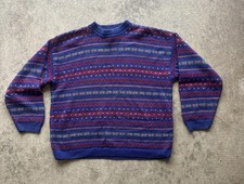 Vintage Eddie Bauer 100 Cotton Knit Sweater XL Hong Kong Multicolor 80s 90s