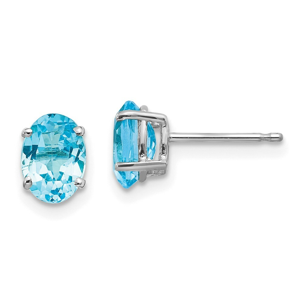 14k White Gold 7x5mm Oval Blue Topaz Earrings 36690₽