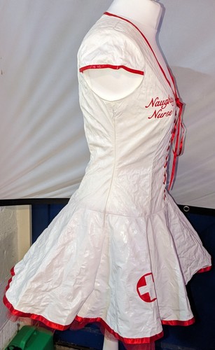 Naughty Nurse Outfit Size Medium Wet Look (Small Tear See Comments Pic 3) Rare!! - Picture 2 of 5